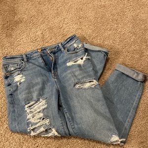 High waisted, straight leg, mom jeans